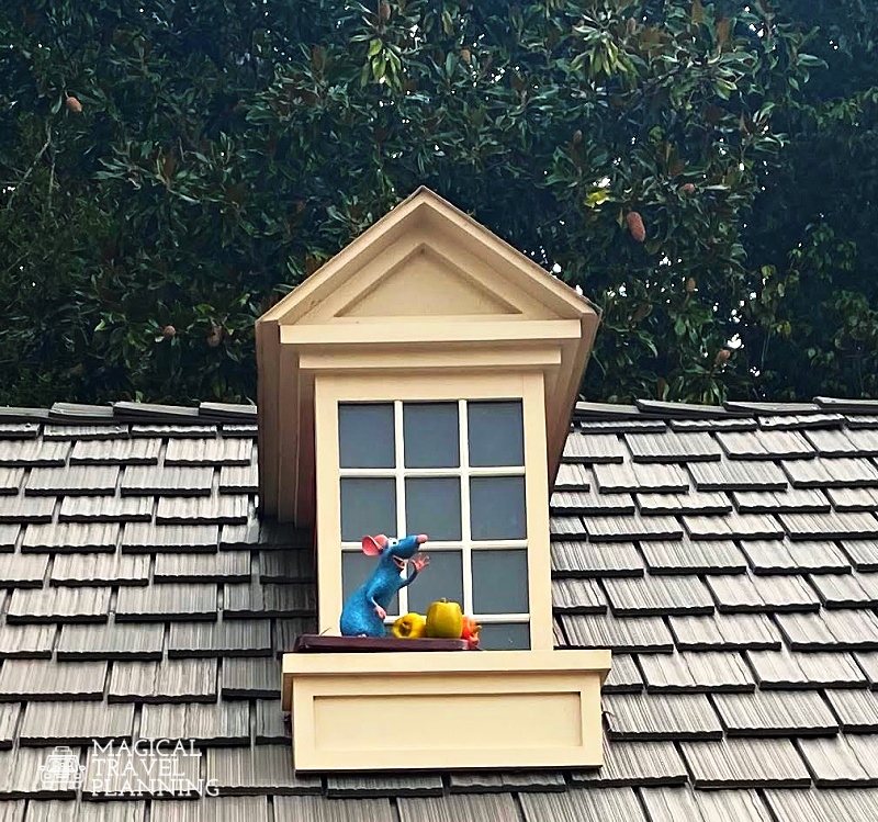 A Remy hidden in World Showcase at Epcot as part of Remy's Ratatouille Hide & Squeak as part of the Food & Wine Festival
